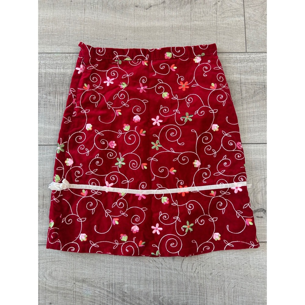 The Children's Place Girls Red Velvet Embroidered Skirt Size 14